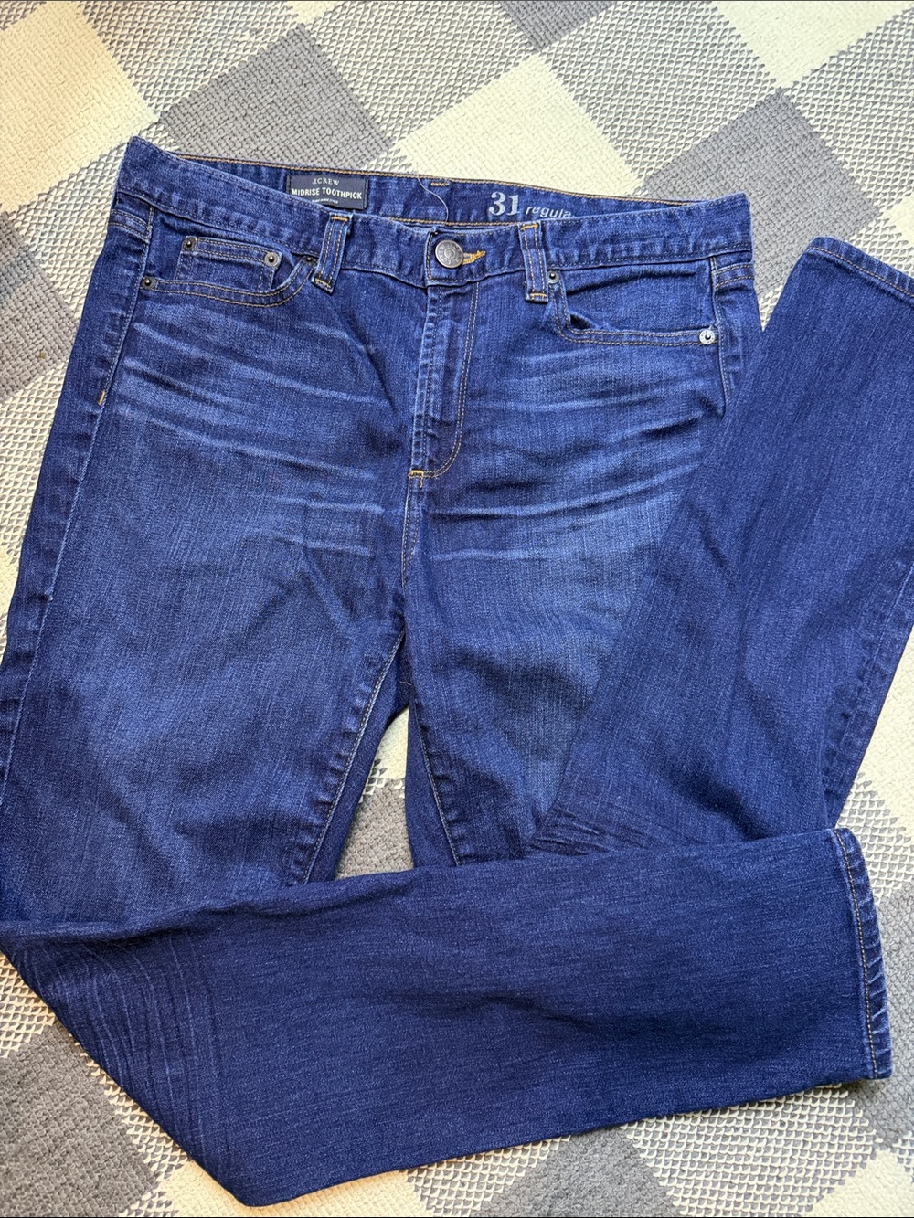 J Crew Mid Rise Toothpick Jeans 31